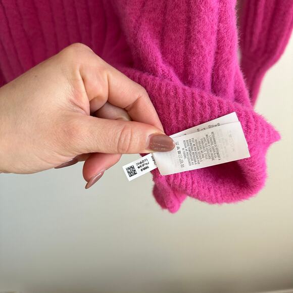 Aerie Soft Buttercream Cosmic Pink Oversized Crew Ribbed Knit Pullover Sweater - Picture 11 of 12